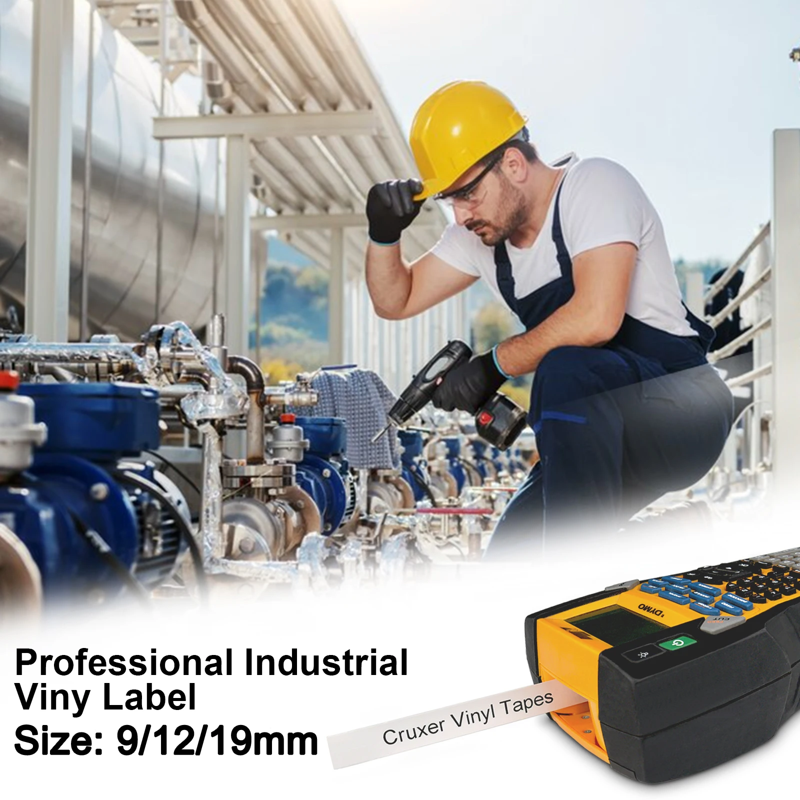 Dymo Rhino 5200 라벨 프린터용 비닐 영구 폴리에스테르 테이프, 유연한 나일론 라벨 테이프, 20PK 12mm 18488 18444 18432 IND