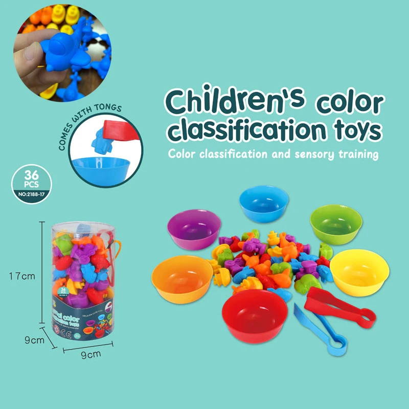 

Kid Rainbow Matching Game Animal Cognition Color Sort Fine Motor Training Montessori Sensory Education Puzzle Hand Exercise Gift