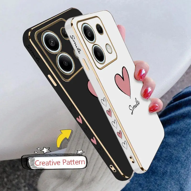 Luxurious Big Red Heart Plating Phone Case Cover