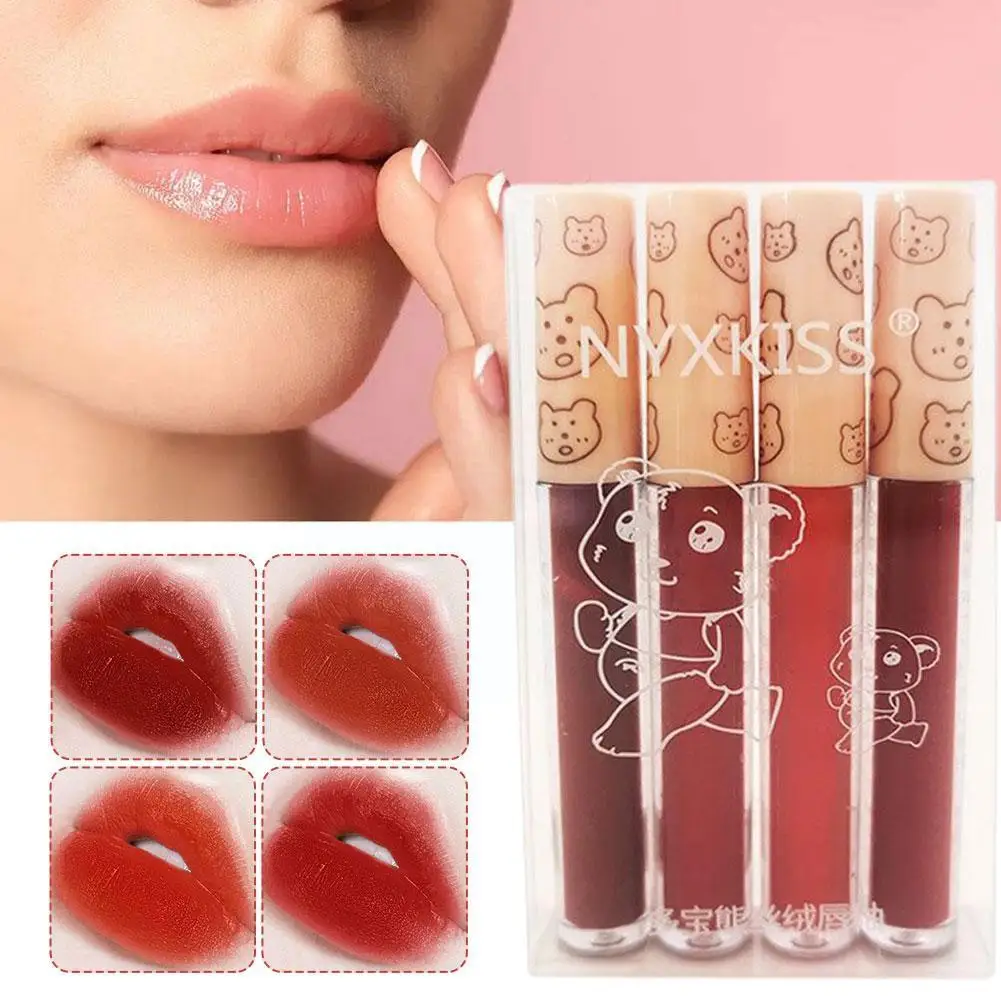 

4 Colors Velvet Matte Lip Gloss Waterproof Lasting Moisturizing Lips Non-stick Korean Cosmetics Nourish Smooth Beauty Makeu R0I4