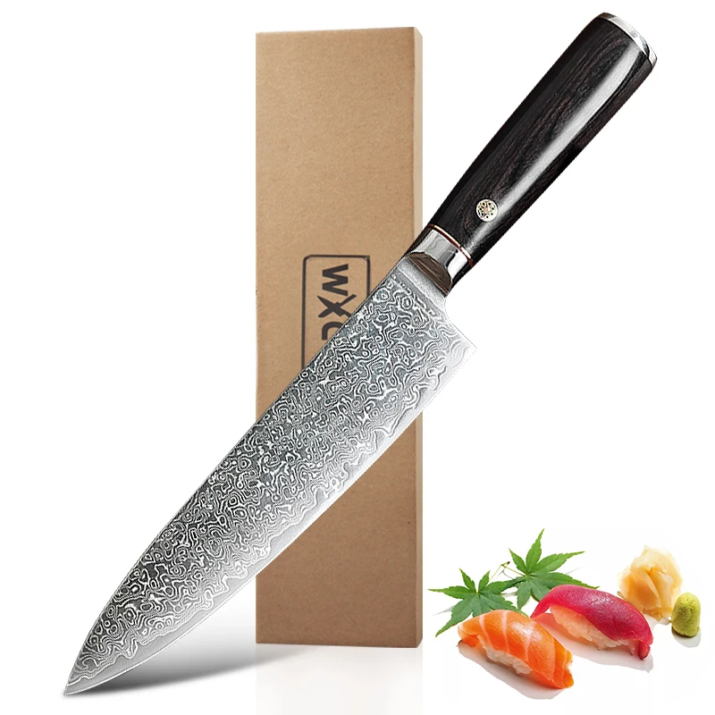 Handcrafted 8inch Damascus Steel Chef Knife Razor Sharp Kitchen Knife
