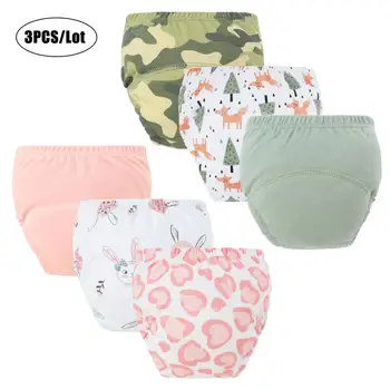 3 pz/lotto pantaloni per pannolini per bambini in cotone pantaloni da allenamento per bambini cartoni animati stampati pannolini riutilizzabili biancheria intima per neonato traspirante
