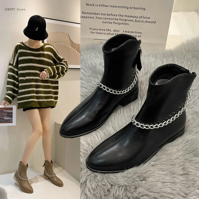 

Женские зимние ботинки на толстом каблуке, с квадратным носком