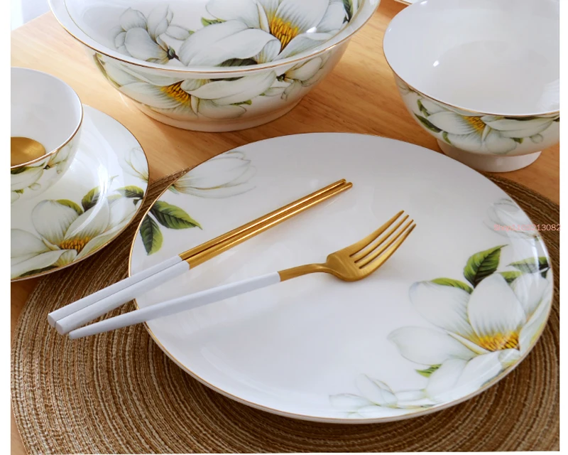 10인치, 본차이나 서빙 접시, 도자기 뷔페 식사 접시, 세라믹 골든 플레이트, 주방 식기