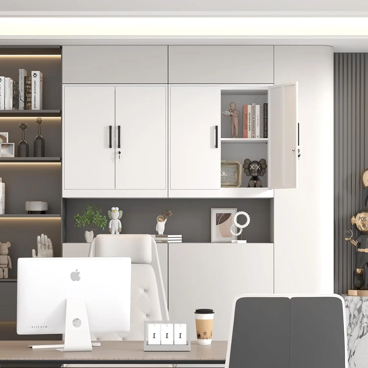 Wall Cabinet,Metal Storage Cabinet with Adjustable Shelf,Locking Wall Storage Cabinets,Steel Wall Mounted Cabinet for Hom 6