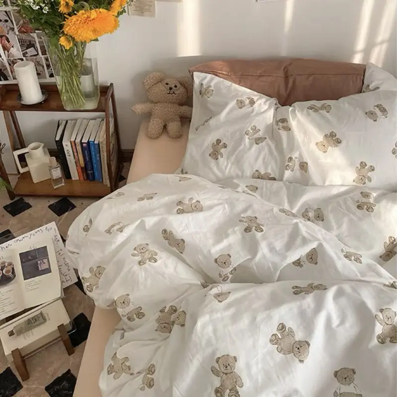 Floral Bed Duvet Covers Ins Four Seasons Girls Home Sweet Soft Comfortable Quilt Cover King Queen Size Bedroom Bedding Fashion
