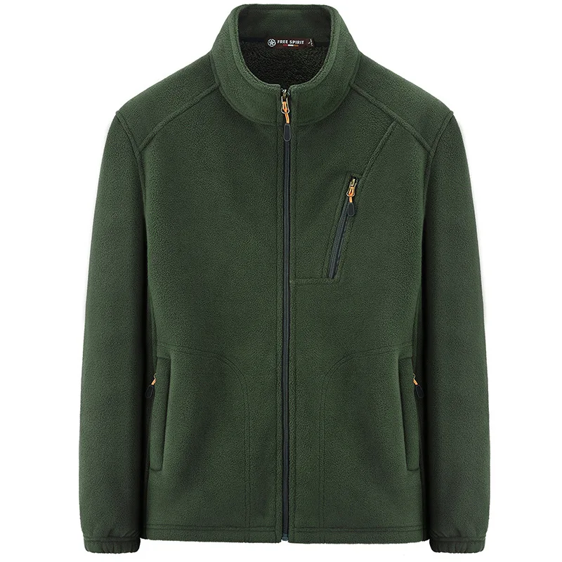 Fleece Jacket Men Spring Winter Warm Jackets Coats Solid Color Casual Fashion Fleece Outdoor Male Outerwear