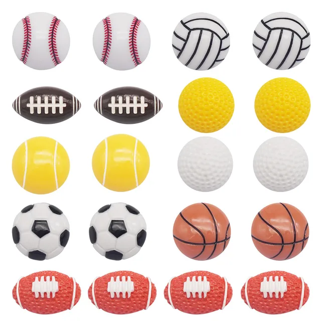 9PCS Flatback Resin Sports Ball Cabochon Rugby Basketball Football Volleyball Golf Tennis Cameo Jewelry Accessory Decor
