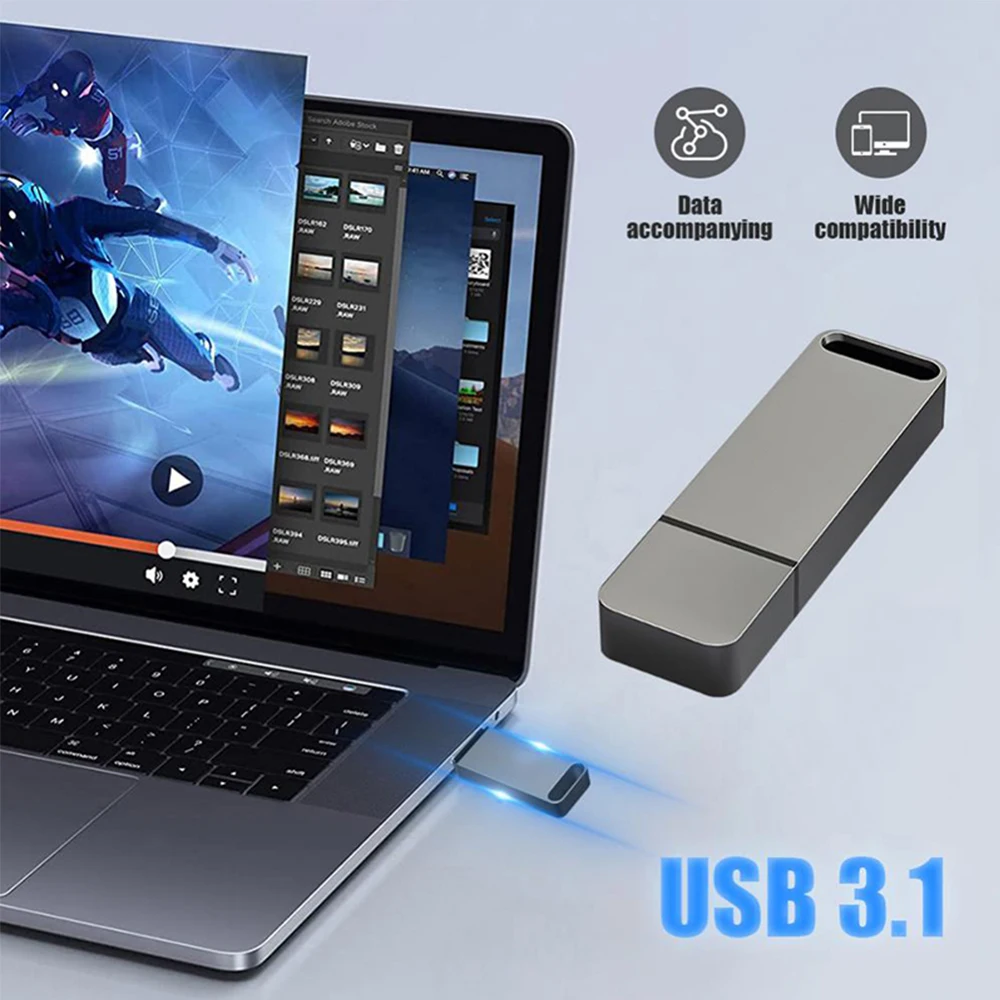 thumbnail image 5 of Memoria USB de metal de 1 TB, 2 TB, disco U irrompible de 256 GB, 512 GB, para PC, portátil, dispositivos de coche, memoria USB de audio, 5 of 5