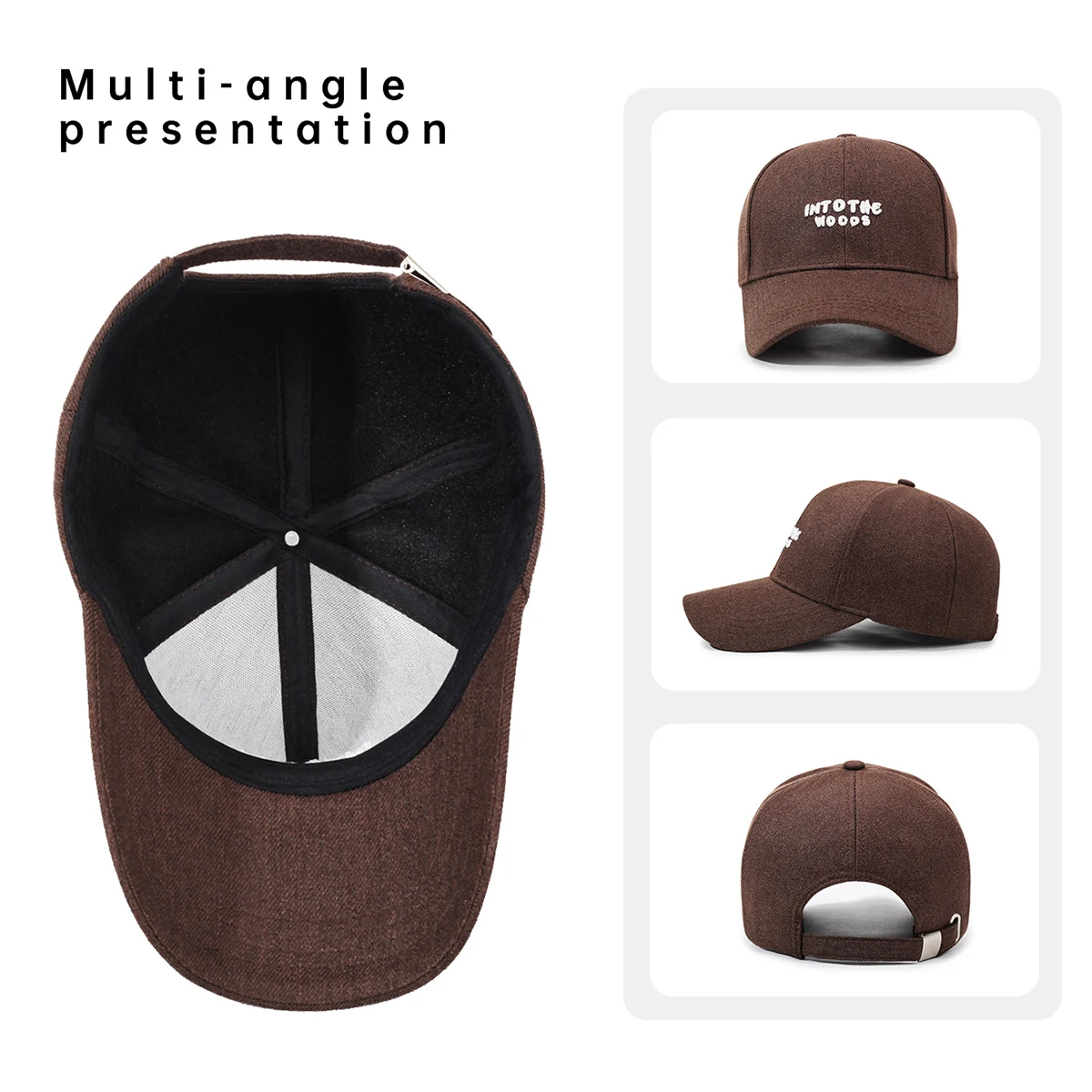 Wide-Brimmed Baseball Cap for Women and Men with Large Heads, Versatile Hard-Top Cap, Deep and Wide, Makes Face Look Smaller, Suitable for Autumn and Winter