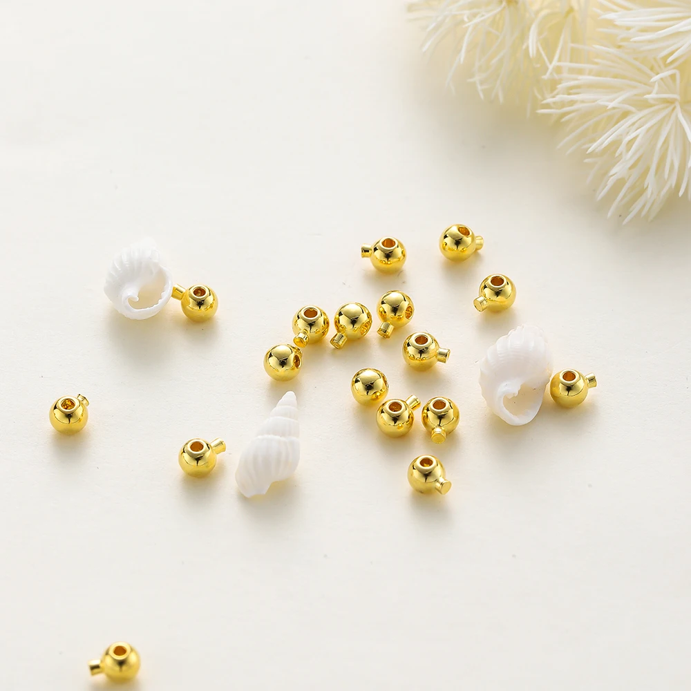 20pcs Positioning Clasp 14K 18K Gold Plated Crimp Snap Button Bracelet Necklace Fastener Ball End Cap For DIY Jewelry Findings