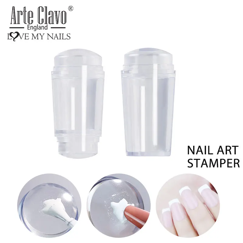 Arte Clavo Pure Clear Jelly Nail Art Stamper Set With Scraper One Or Double Head Stamper For