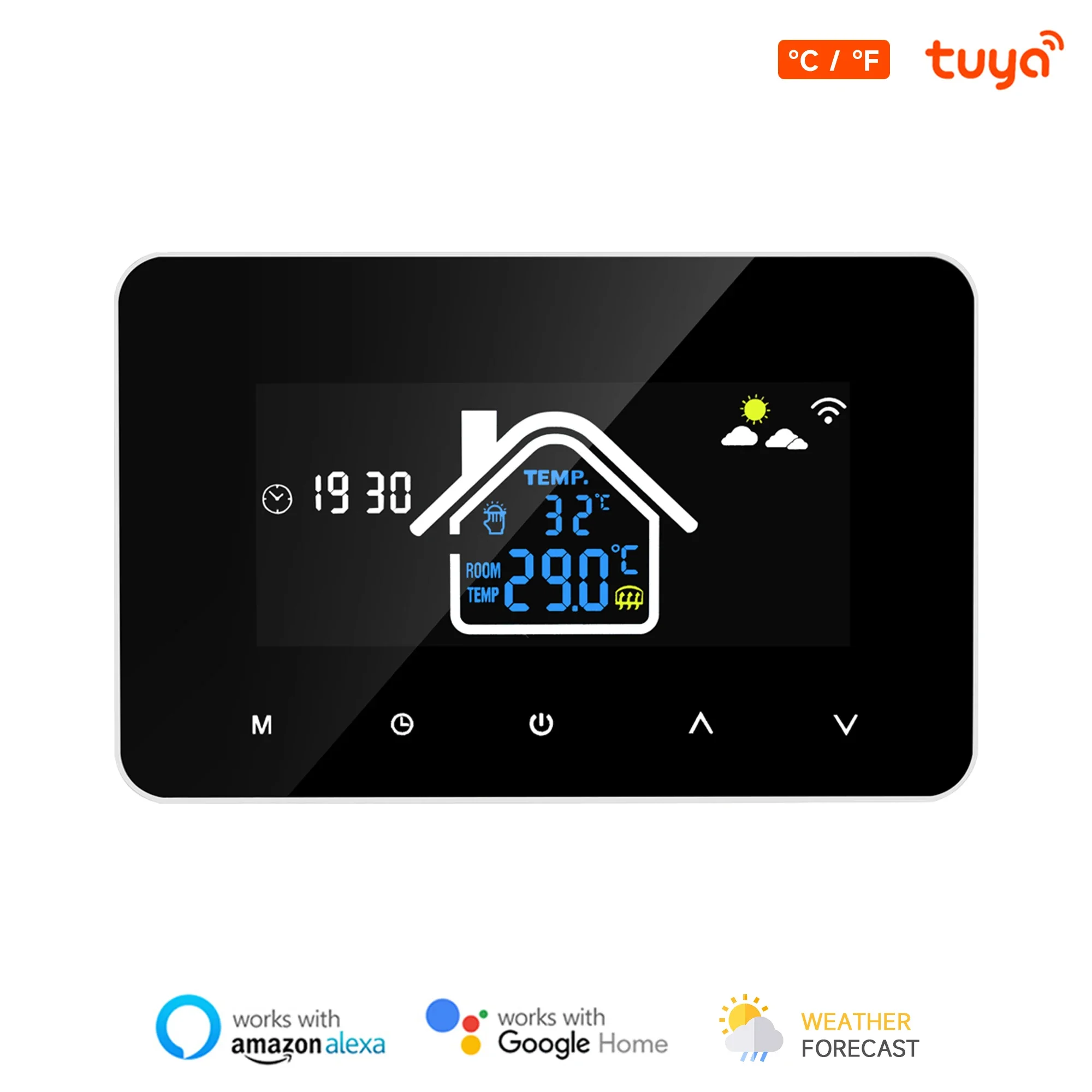 เทอร์โมสตัทอัจฉริยะ Tuya WiFi ควบคุมอุณหภูมิ ระบบทำความร้อนพื้นไฟฟ้า ระบบทำความร้อนน้ำ หน้าจอ LCD สำหรับ Alice Alexa Google Home 1