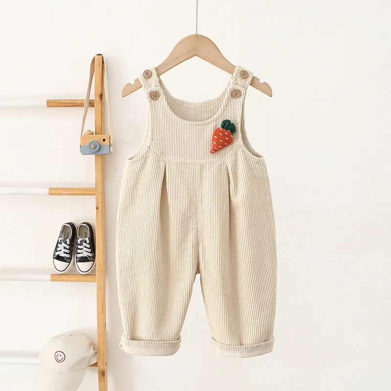 1-4Y Kids Overalls Corduroy Kids Jumpsuits Girls Suspend Pants Carrot Boys Trousers Girls Pants