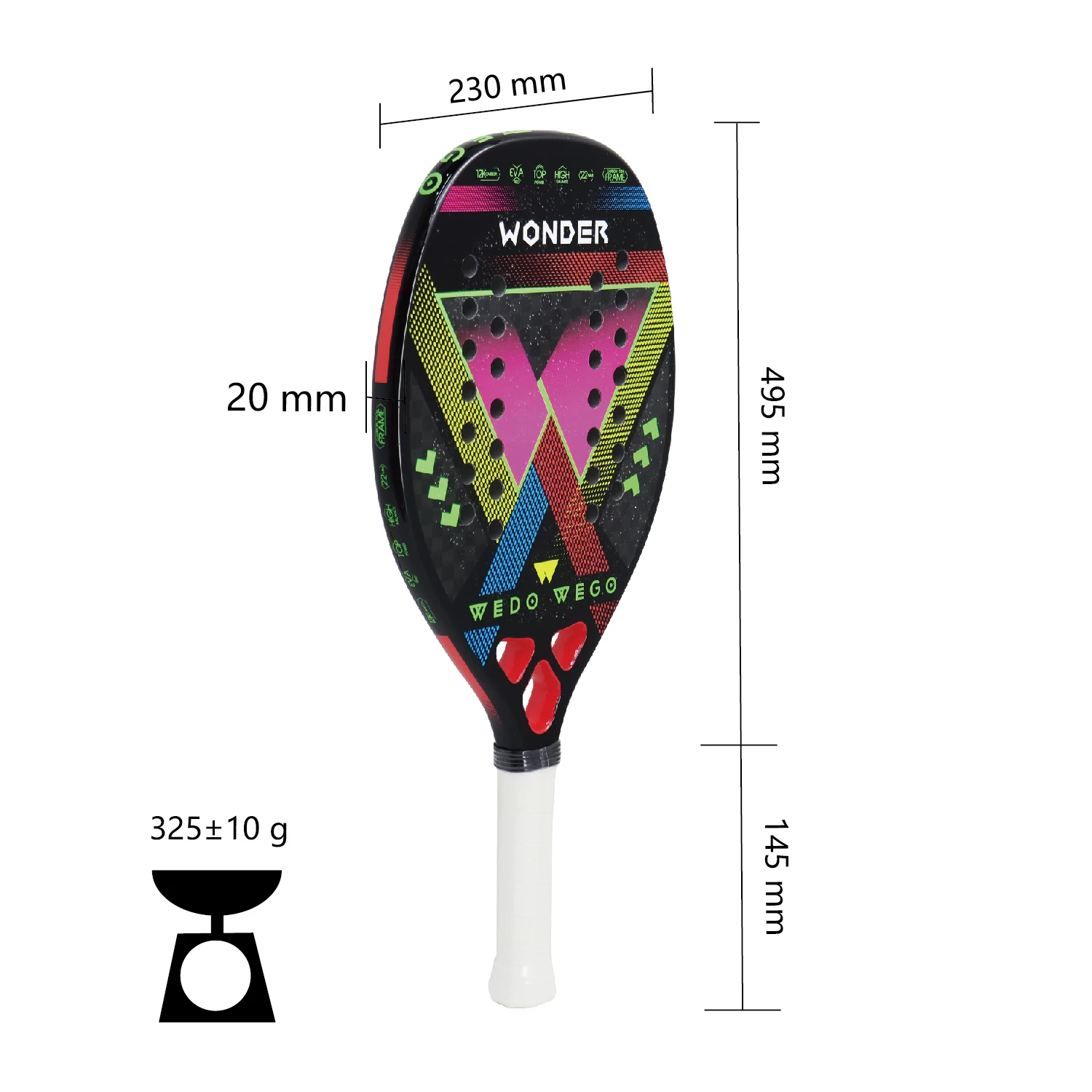Racket Beach Tennis Carbon Fiber Racket Beach Tennis Frame EVA Memory Foam Core Rude Surface Treatment with Cover