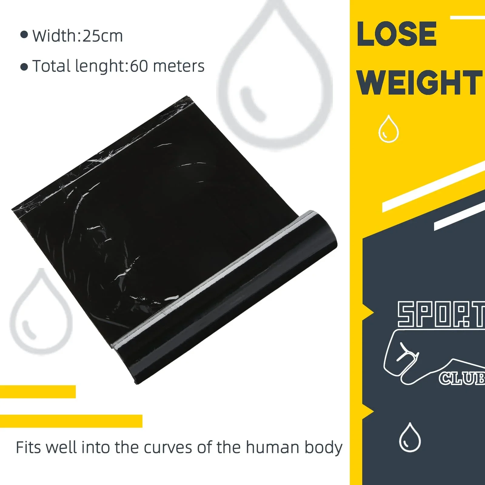 3/2/1 Roll 60 Meters Black Osmotic Plastic Body Wrap Workout and Sweat Enhancer Stomach Wrap Body Film Massage Accessories