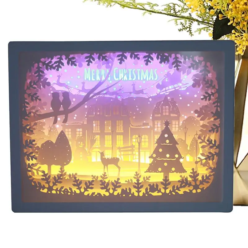 Paper Carving Night Light Paper-cut USB Power Supply Atmosphere Lights Paper Sculptures Frame Table Lamps Decor Home Accessories