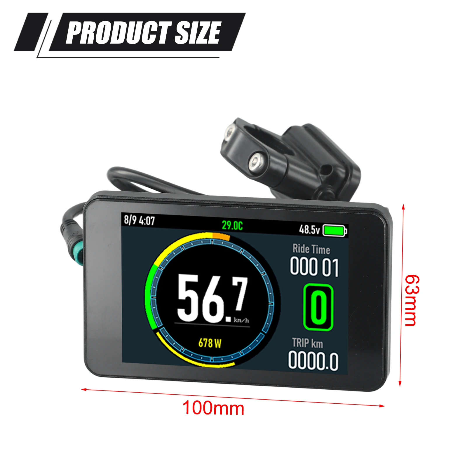 

For E-Bike Colorful LCD Display ABS About 250g Weight Black 24-72V Voltage 5pin Practical Durable High Quality