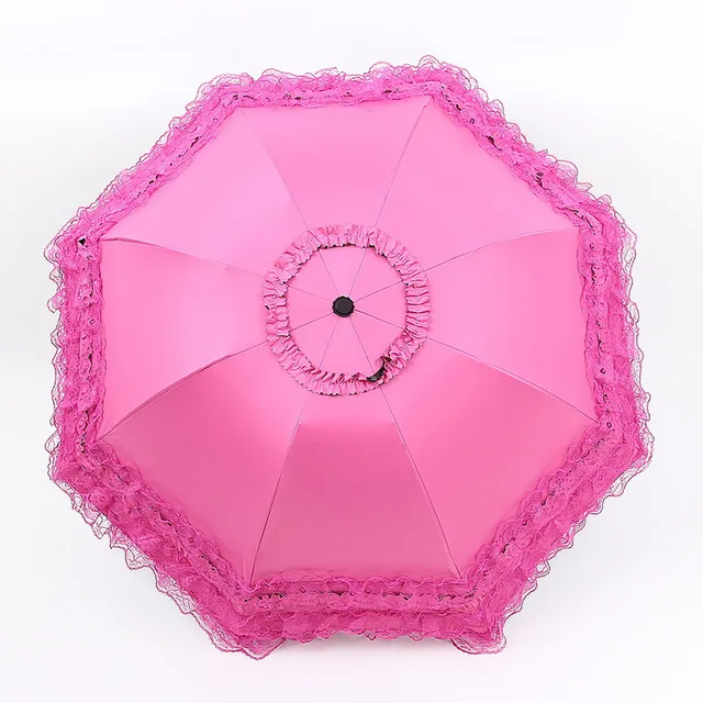 Napvédő Csipke Parasol Girl Woman Sunssicre Koreai Három Összecsukható Uv Hercegnő Szélálló Esernyő Paraguas Dekoráció - Image 6