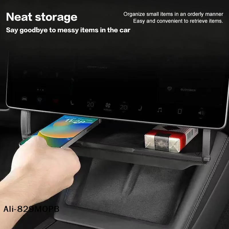 【P】모델 Y/3 하이랜드 모델 Y 주니퍼용 중앙 제어 스크린 박스 아래 숨겨진 수납함 정리 트레이 자동차 액세서리