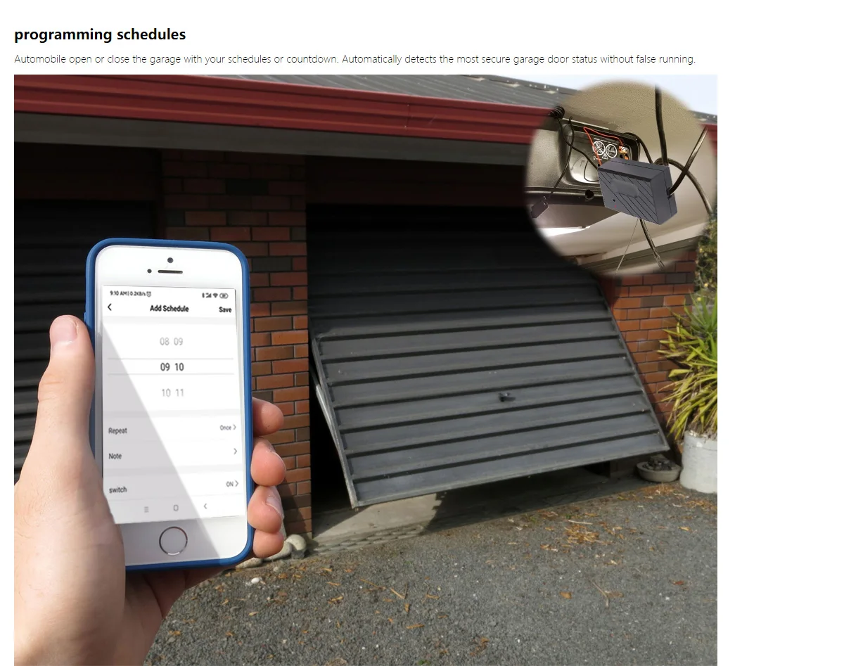 Tuya Smart WiFi Garage Door Opener Remote Tuya Smart Life App Control Work with