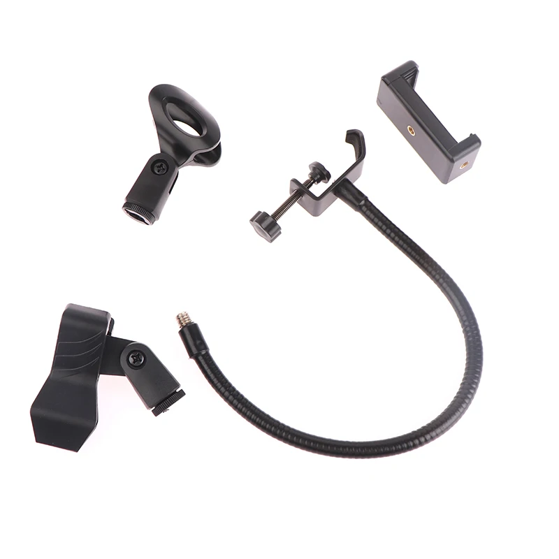 새로운 플렉시블 마이크 구즈넥 폰 스탠드(데스크 클램프 포함) 라디오 방송 스튜디오 라이브 방송 장비 스테이션용