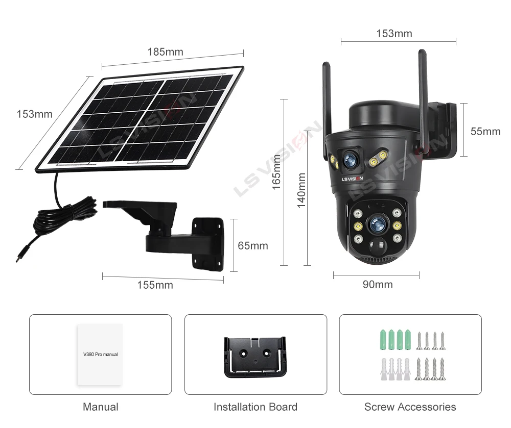 LS VISION 4G Solar Cameras 8MP Outdoor Trail Camera WiFi Security Camera Night V