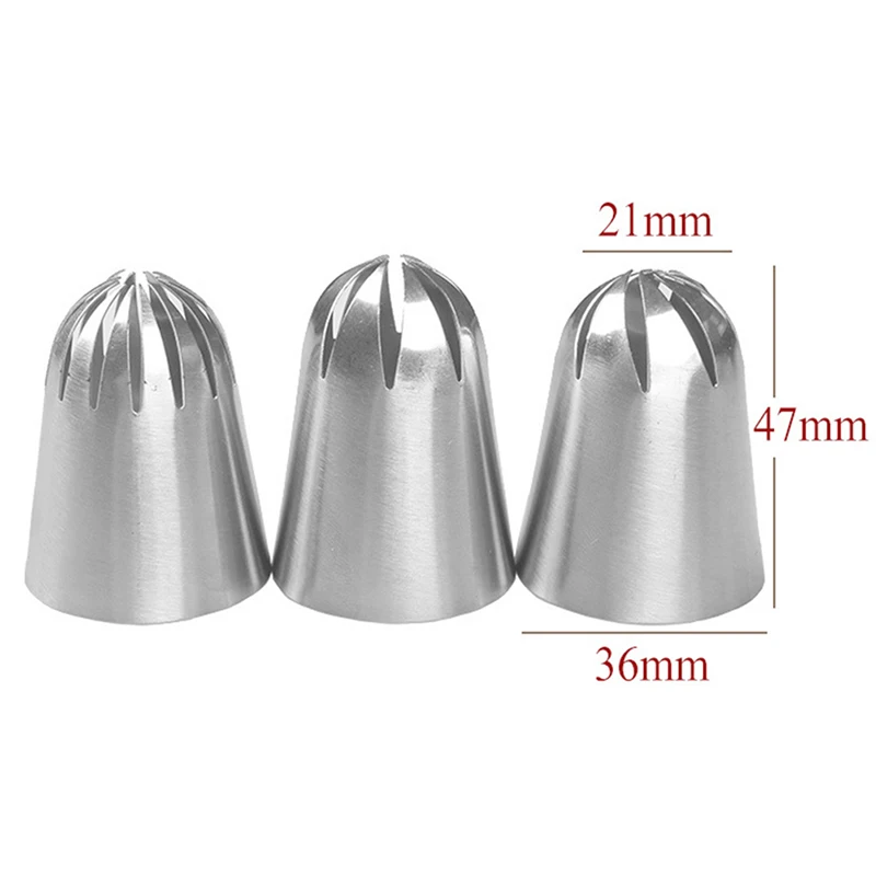 3pcs Metal Cream Nozzles Icing Piping Set DIY Dessert Pastry Tips Baking Accessories Cupcake Decor