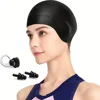 1pc Swimming Cap, Men's and Women's Swimming Cap, Waterproof Cap, 1 Nose Clip, 2 Rarplugs, 3D Rar Ergonomic Design, For Adults 1