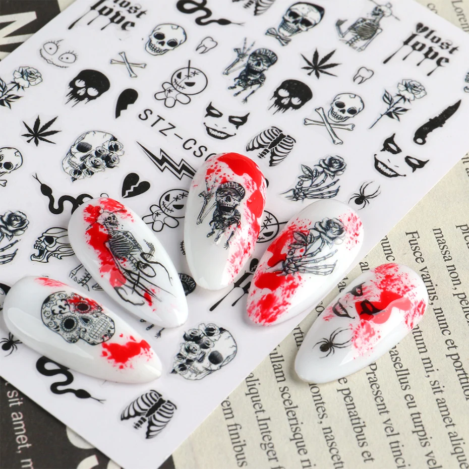 Halloween Nail Art Stickers Decals Self adhesive Pegatinas - Temu