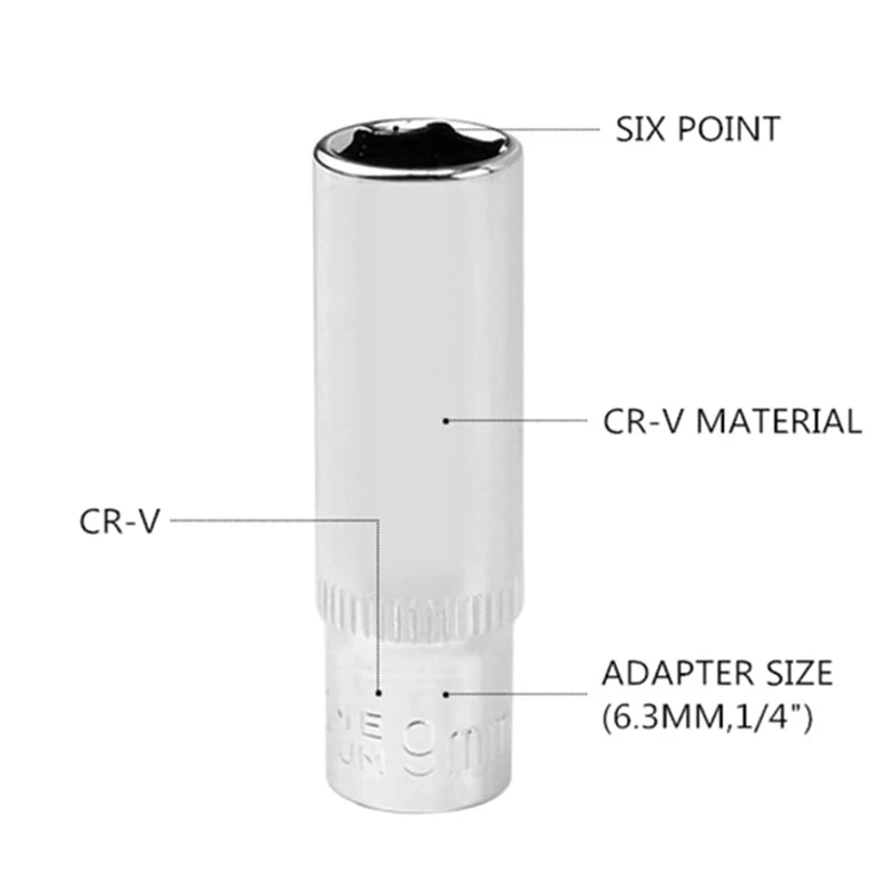 High-Quality 11-Piece Chrome Socket Set, 1/4-Inch Metric Drive, 6-Point Deep, 4-14mm