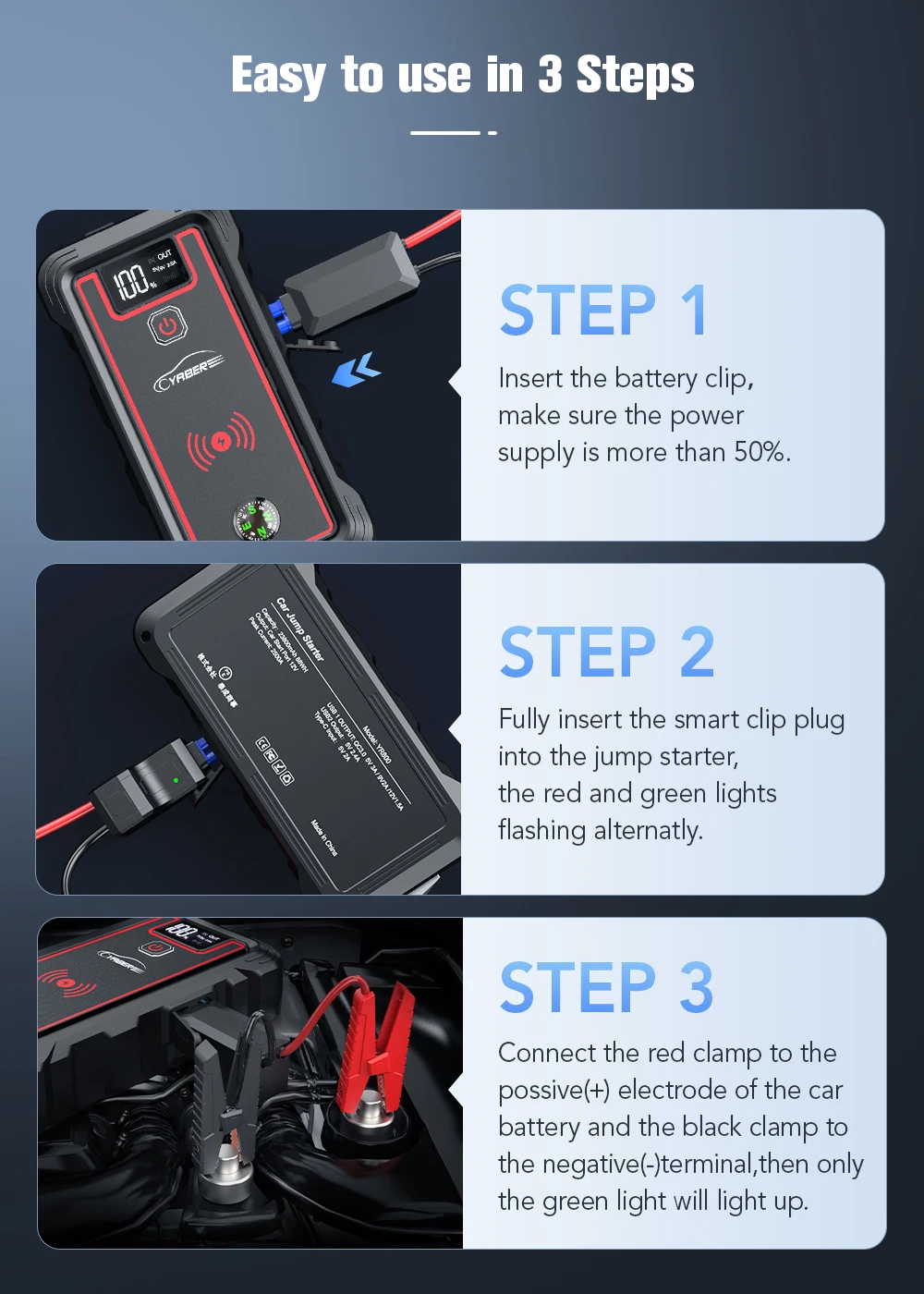 portable car jump starter Yaber Power Bank 23800mAh 2500A Jump Starter 12V Portable Power Station Emergency Battery Charger for Cars Auto Booster Starters noco boost plus gb40