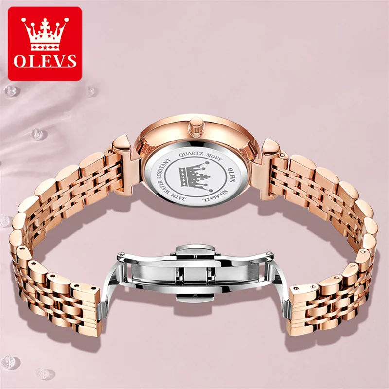 OLEVS Womens Watches Top Brand Luxury Rhombus Mirror Quartz Watch for Women Stainless Steel Waterproof Ladies Wristwatches