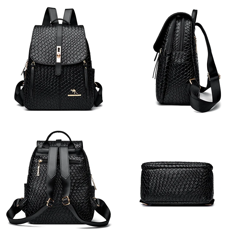 Luxury leather backpacks for women for girls, casual black vintage day bag, school bags for girls, backpack.