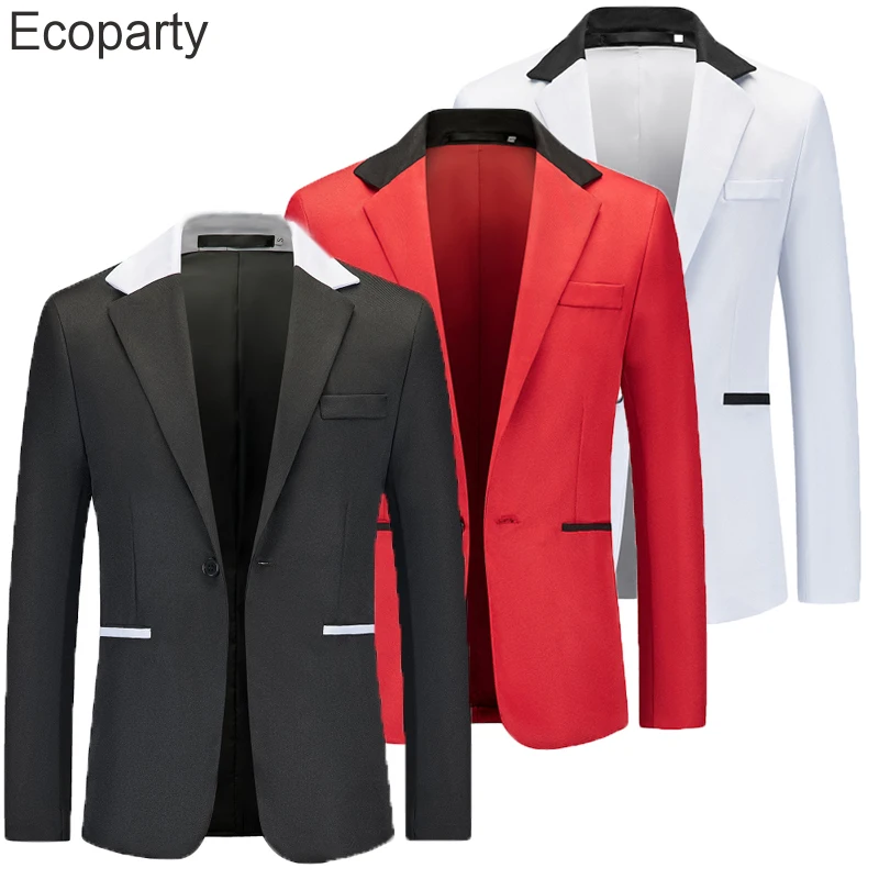 

2023 Mens Suit Jacket Fashion Casual Lapel Color Matching Men Blazer Slim Fit Business Suit Coat Wedding Party Dress Casaco Male