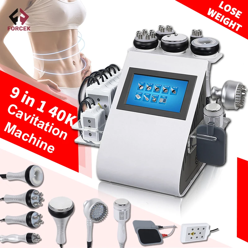 

Free shipping New 9 in 1 Ultrasonic 40K Cavitation Vacuum Fat Loss Body Shaping Machine Remove Wrinkle RF Beauty Device Home Use