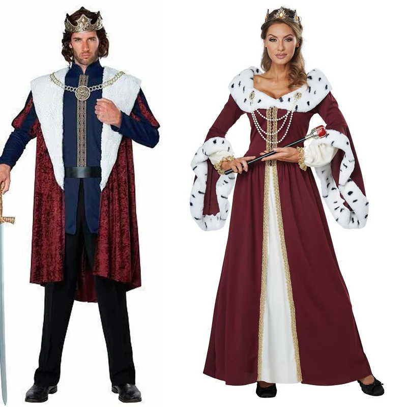 Halloween Party Emperor King Queen Costume Medievale Royal Court Fancy Dress