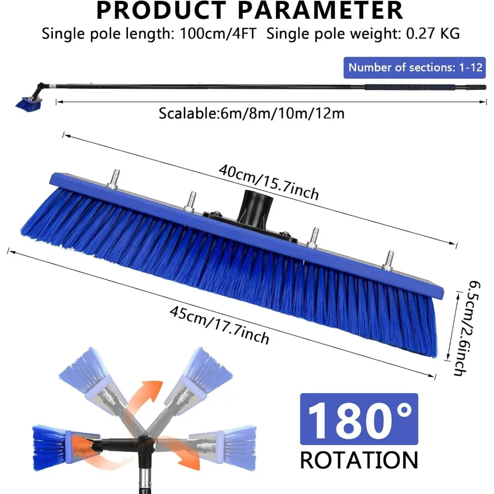 40-Foot Water-Fed Pole Kit for Solar Panel and Window Cleaning with Roof Glass Cleaning Tools