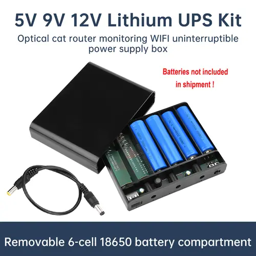 DC UPS 5V 9V 12V Output 6x 18650 Battery  Uninterrupted Power Supply DIY Power Bank Box for House Router Cellphone Tablet Modem