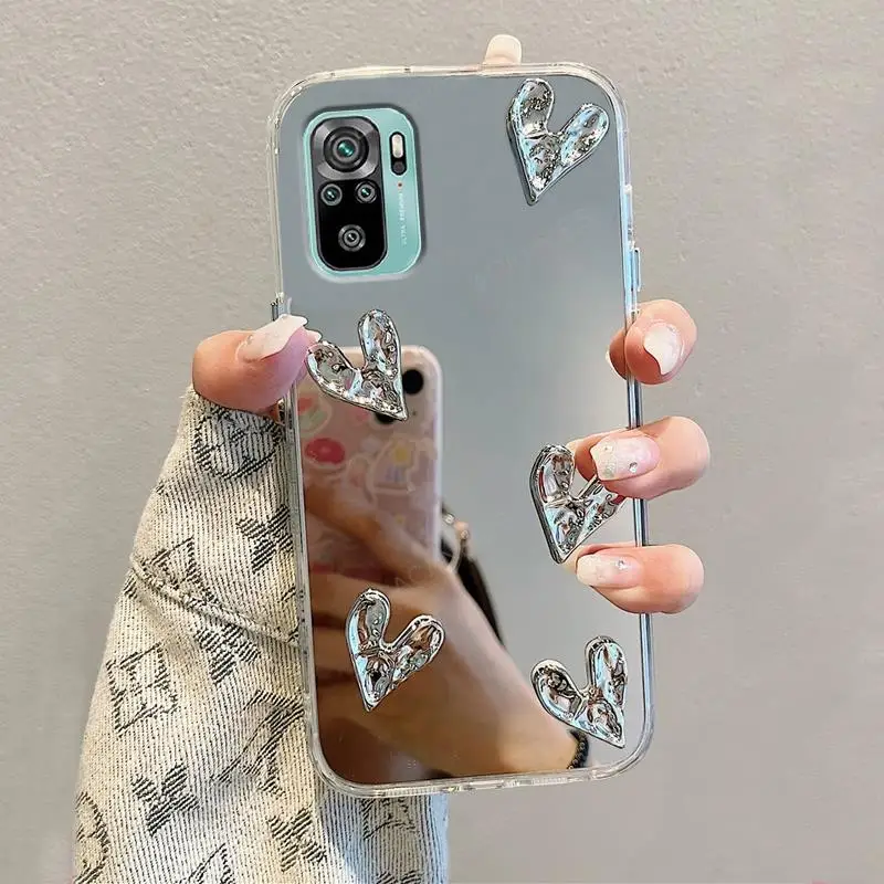 Custodia Per Xiaomi Redmi Note 12/13 Con Specchio E Glitter - Rosa Oro (Modello 12 4G)