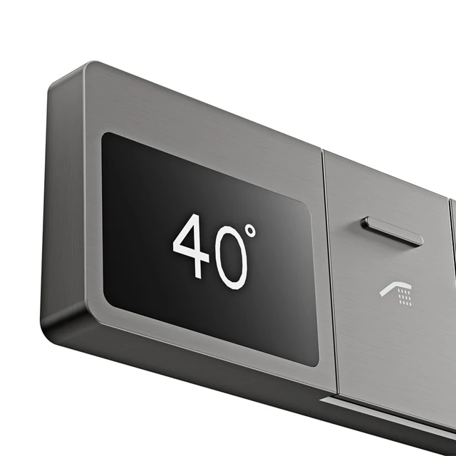 หรูหราปืนทองเหลืองสีเทาเพดานฝักบัวอาบน้ําอุณหภูมิคงที่ระบบจอแสดงผลดิจิตอล LED น้ําร้อนและเย็นฝังก๊อกน้ําห้องน้ํา 6