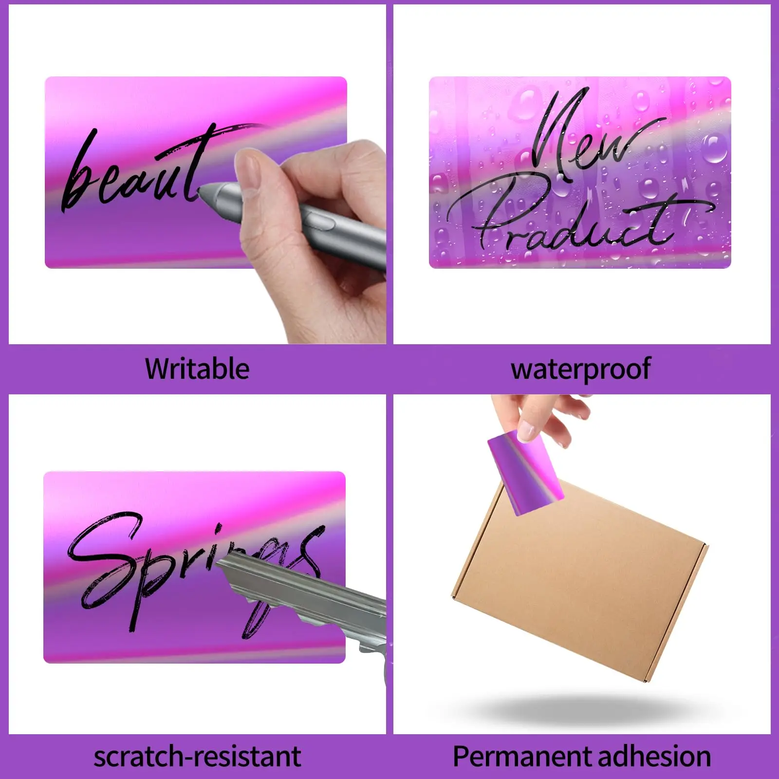 Purple Thermal Reflective Labels 40mm * 30mm / 1.58 inches * 1.18 inches Multifunctional Self-adhesive Laser