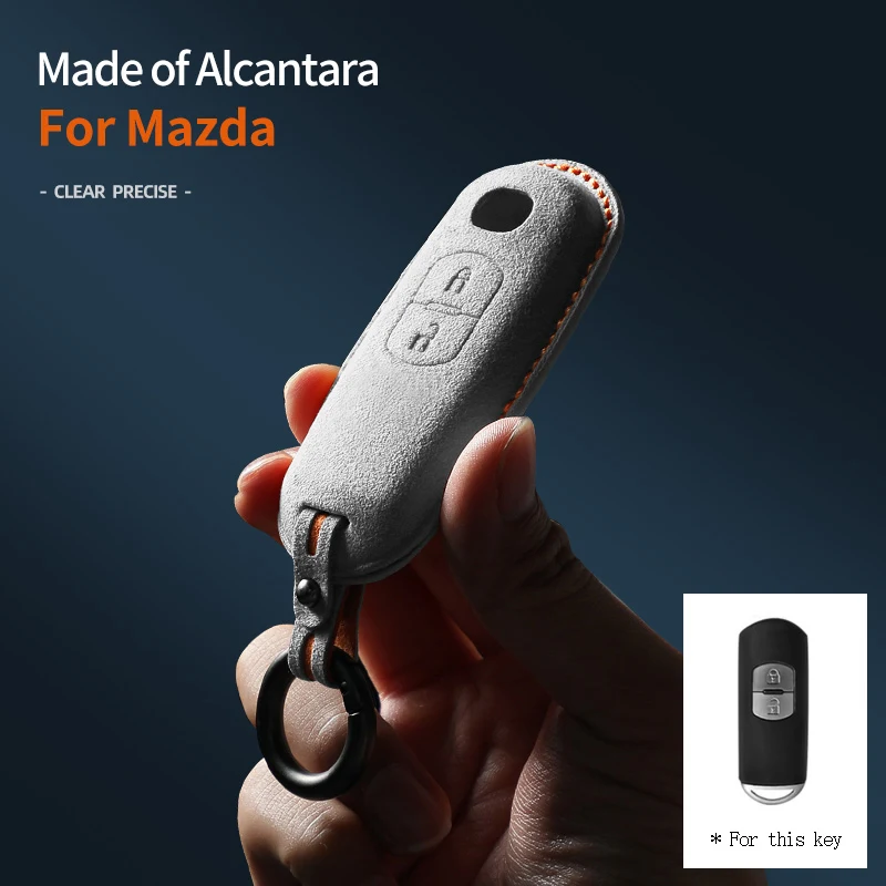 

Alcantara Car Key Case Cover Key Caver For Mazda 2 3 6 Cx3 Cx5 Cx7 Cx9 Mx5 2 Buttons Keychain