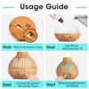 500ML Aromatherapy Essential Oil Diffuser Wood Grain Remote Control Ultrasonic Air Humidifier Cool with 7 Color LED Lights 5