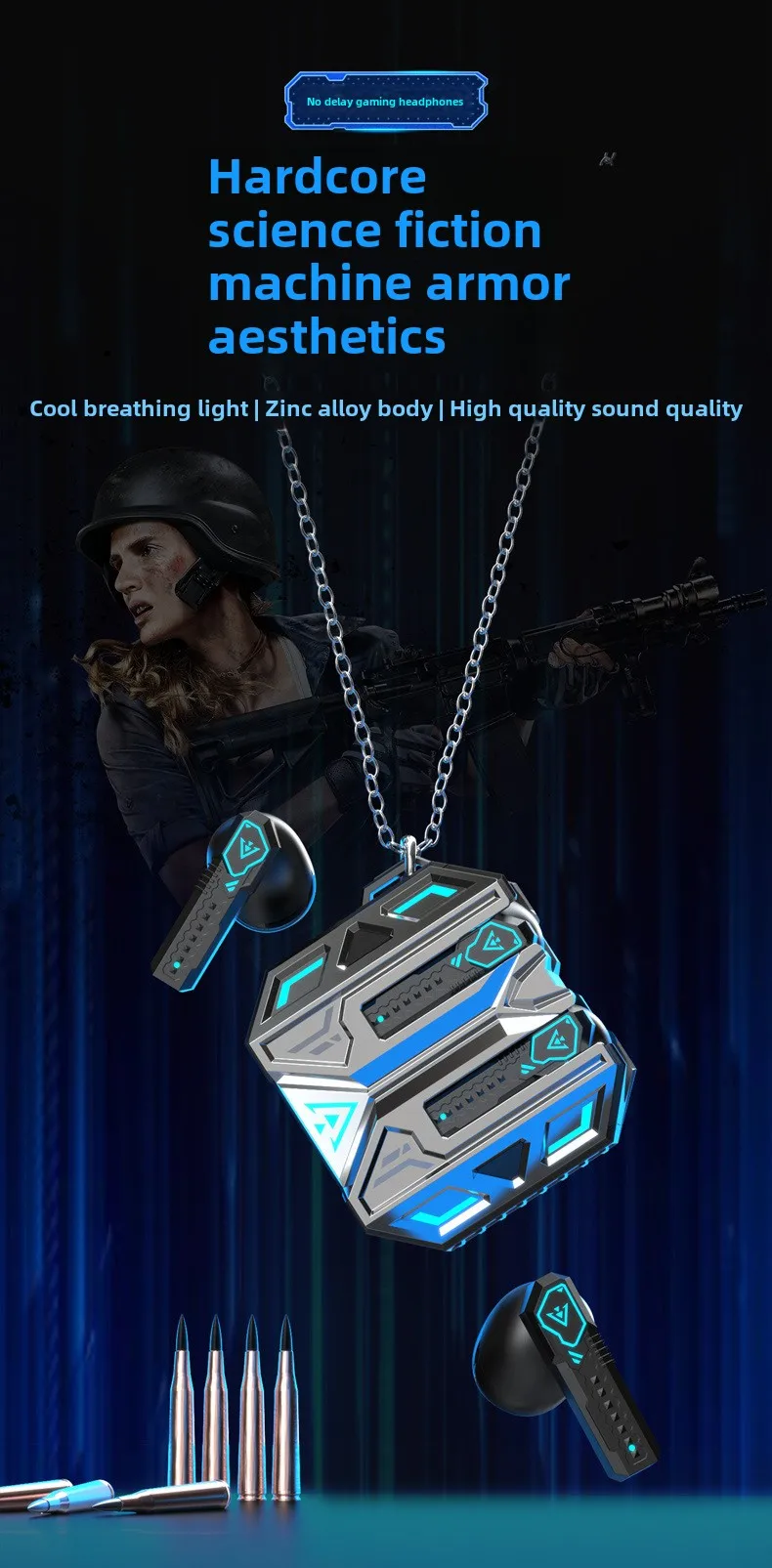 Cool mecha wind in-ear super long battery life game e-sports high sound quality