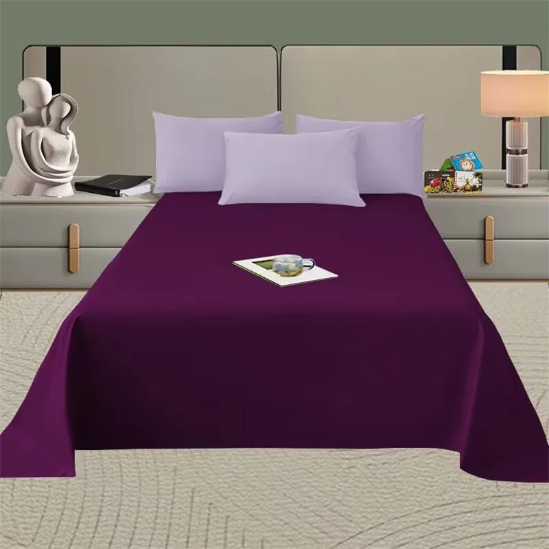 Spring Summer Autumn 1Pc 100% Polyester  Flat Sheet Solid Color High Quality Bed Sheet Large Size 250X270cm Customizable 4