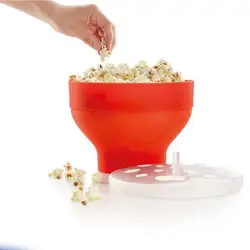 Silicone Popcorn Bowl Microwave Oven Folded Popcorn Bucket Creative High Temperature Resistant Large Covered Silicone Bucket