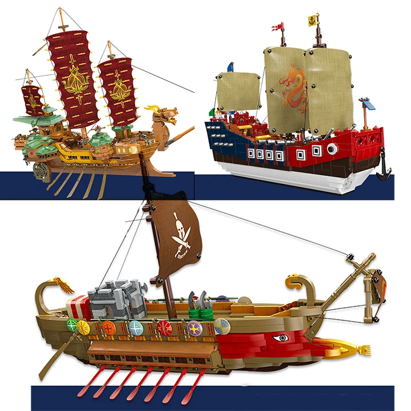 

Caribbean Pirate Ship Model Building Blocks Black Pearl Ghost Corsair Skull Pear Boat Bricks Movie Moc Expert Creative Boy Toy