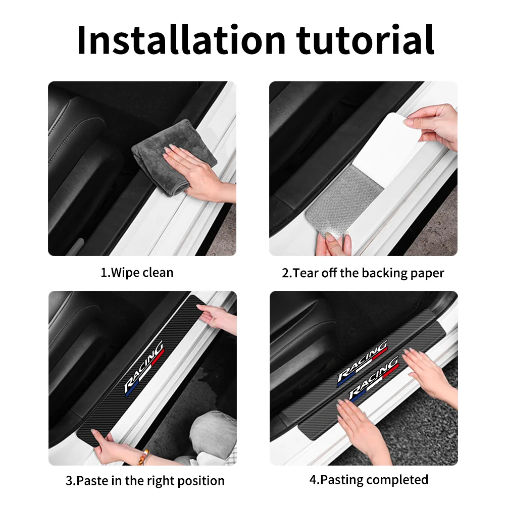 Racing Carbon Faser Auto Tür Schwelle Aufkleber Kofferraum Stoßstange Schutz Streifen Für Citroen C5X C6 DS C3-XR C4L C4 C1 C5 C6 VTS – Detail 9