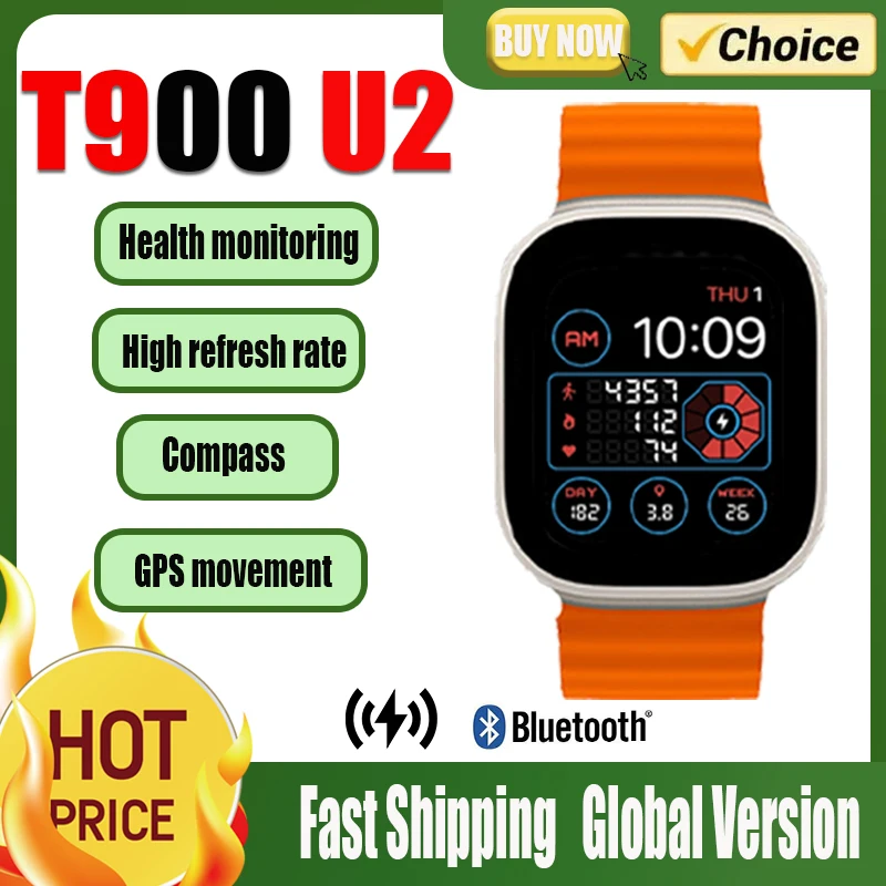 New Smart Watch T900 Ultra 2 Men Women 49mm Series 2.2 " Compass Waterproof For Apple Android Watch Smartwatch